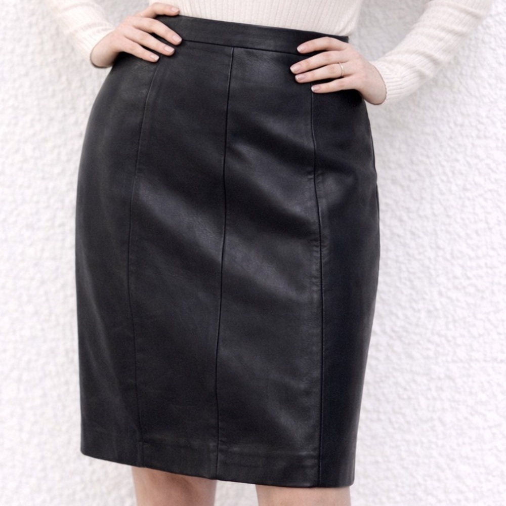 Vintage‎ Pelle Studio Black Knee-Length Pencil Skirt S